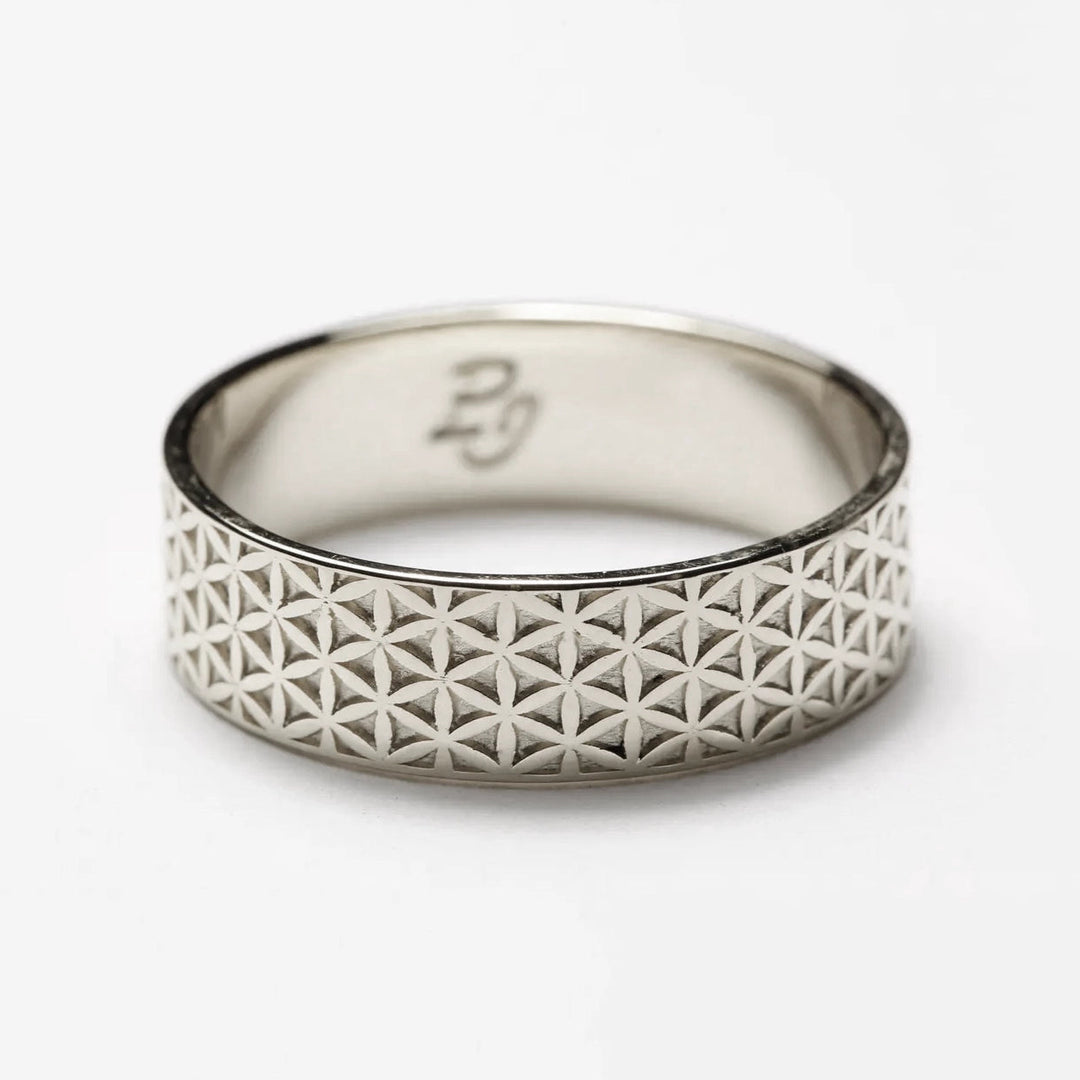 Aurelian Flower of Life Men's Ring in Silver
