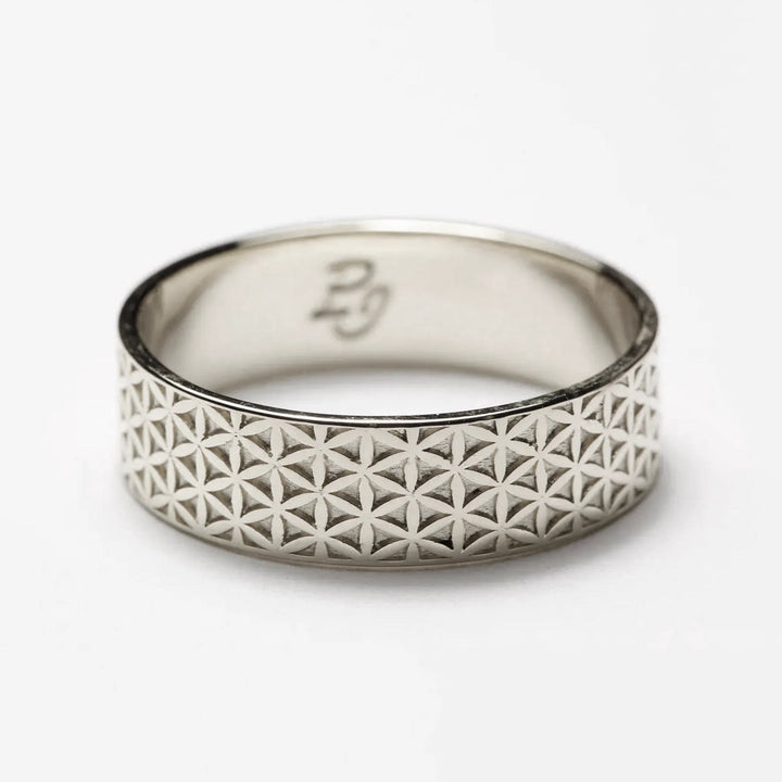 Aurelian Flower of Life Men's Ring in Silver