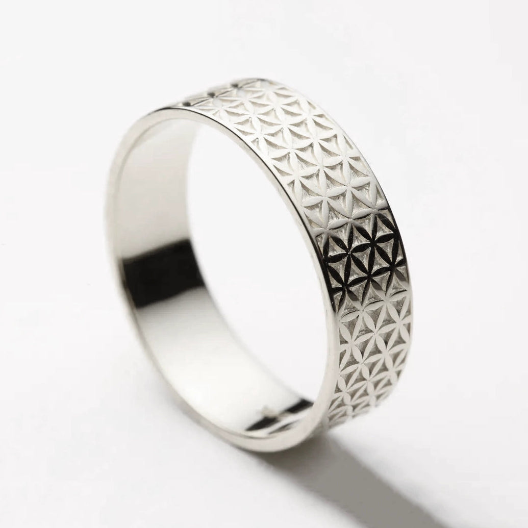 Aurelian Flower of Life Men's Ring in Silver
