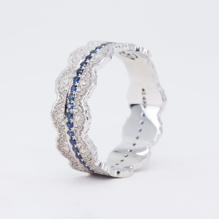 Esme Lace Wedding Ring with Eternity Blue Sapphires