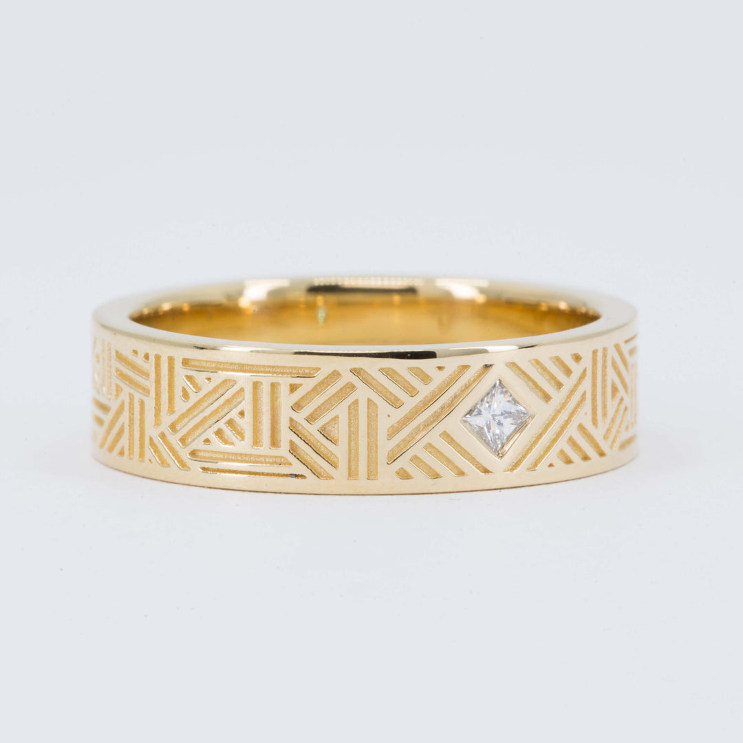 Orion Men's Wedding Band with Princess Cut Diamond
