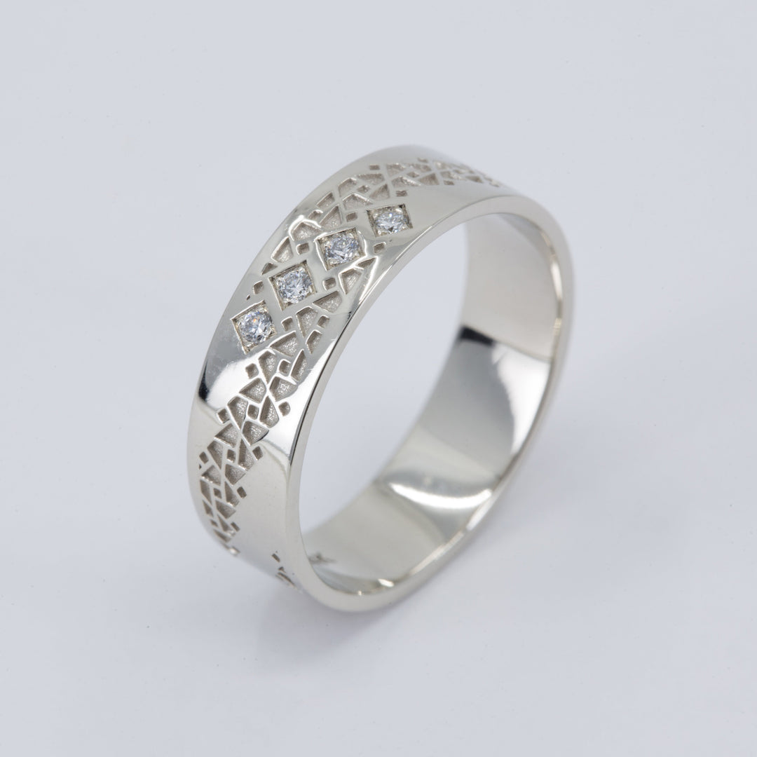 Rhys Men's Wedding Band with Diamonds