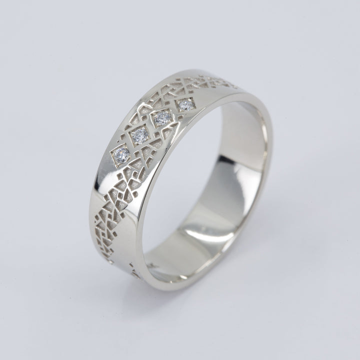 Rhys Men's Wedding Band with Diamonds