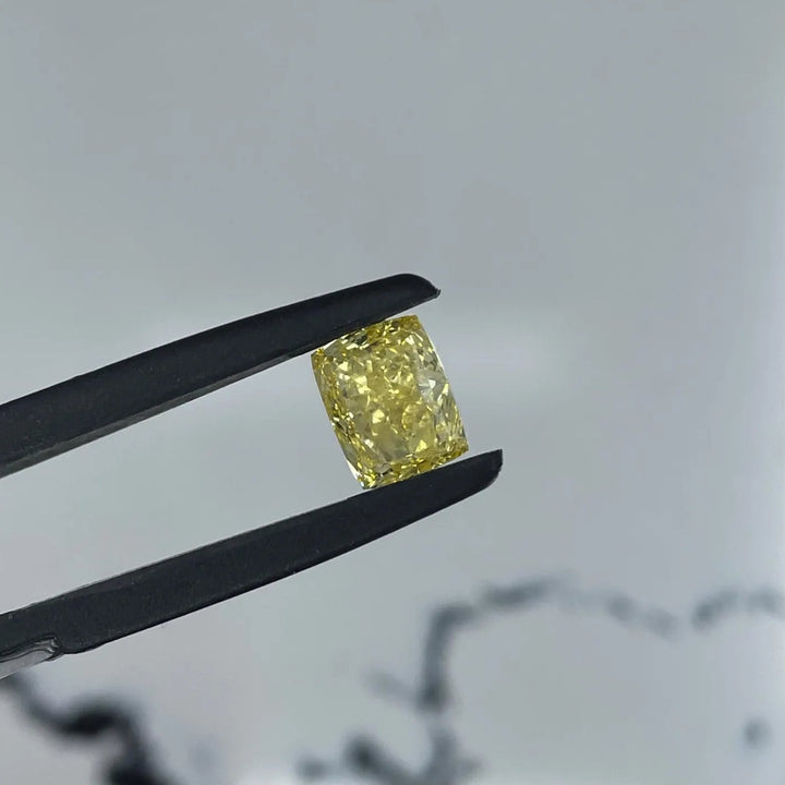 3.01ct Cushion Lab Grown Fancy Vivid Yellow Diamond