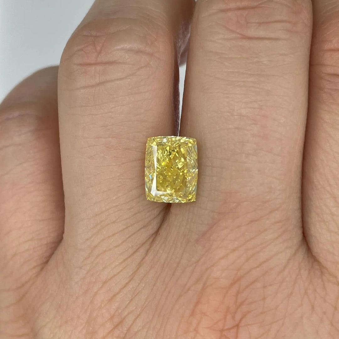 3.01ct Cushion Lab Grown Fancy Vivid Yellow Diamond