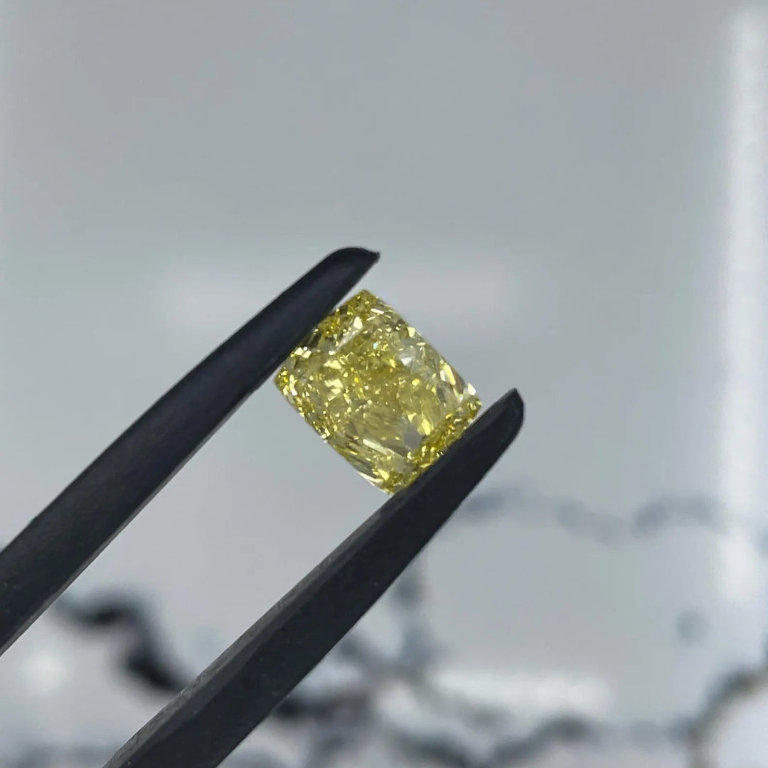 3.01ct Cushion Lab Grown Fancy Vivid Yellow Diamond