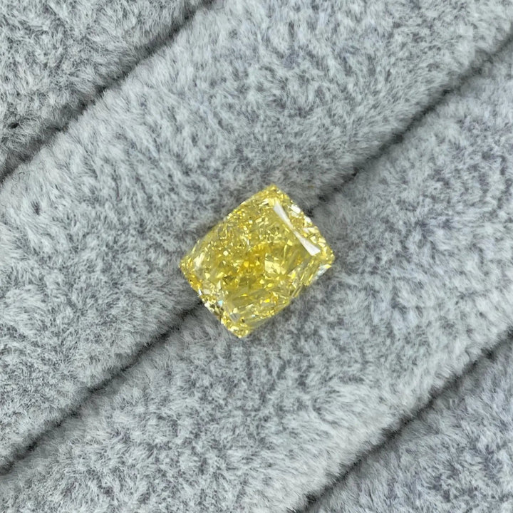 3.01ct Cushion Lab Grown Fancy Vivid Yellow Diamond