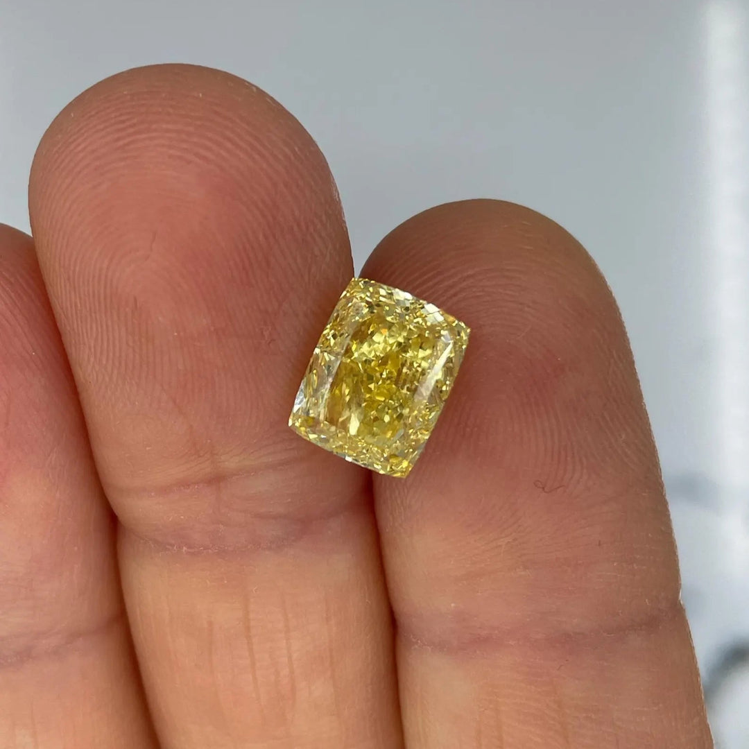 3.01ct Cushion Lab Grown Fancy Vivid Yellow Diamond