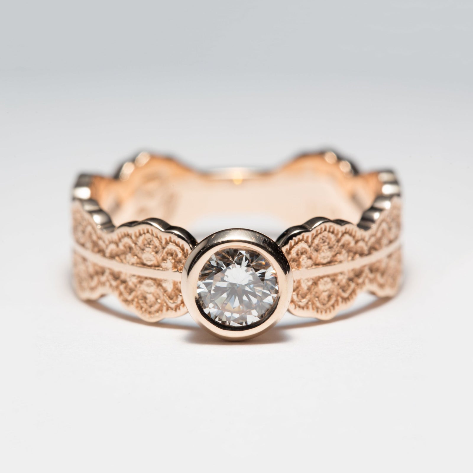 Esme Round Solitaire Lace Engagement Ring with 0.50ct Diamond in 14K rose gold