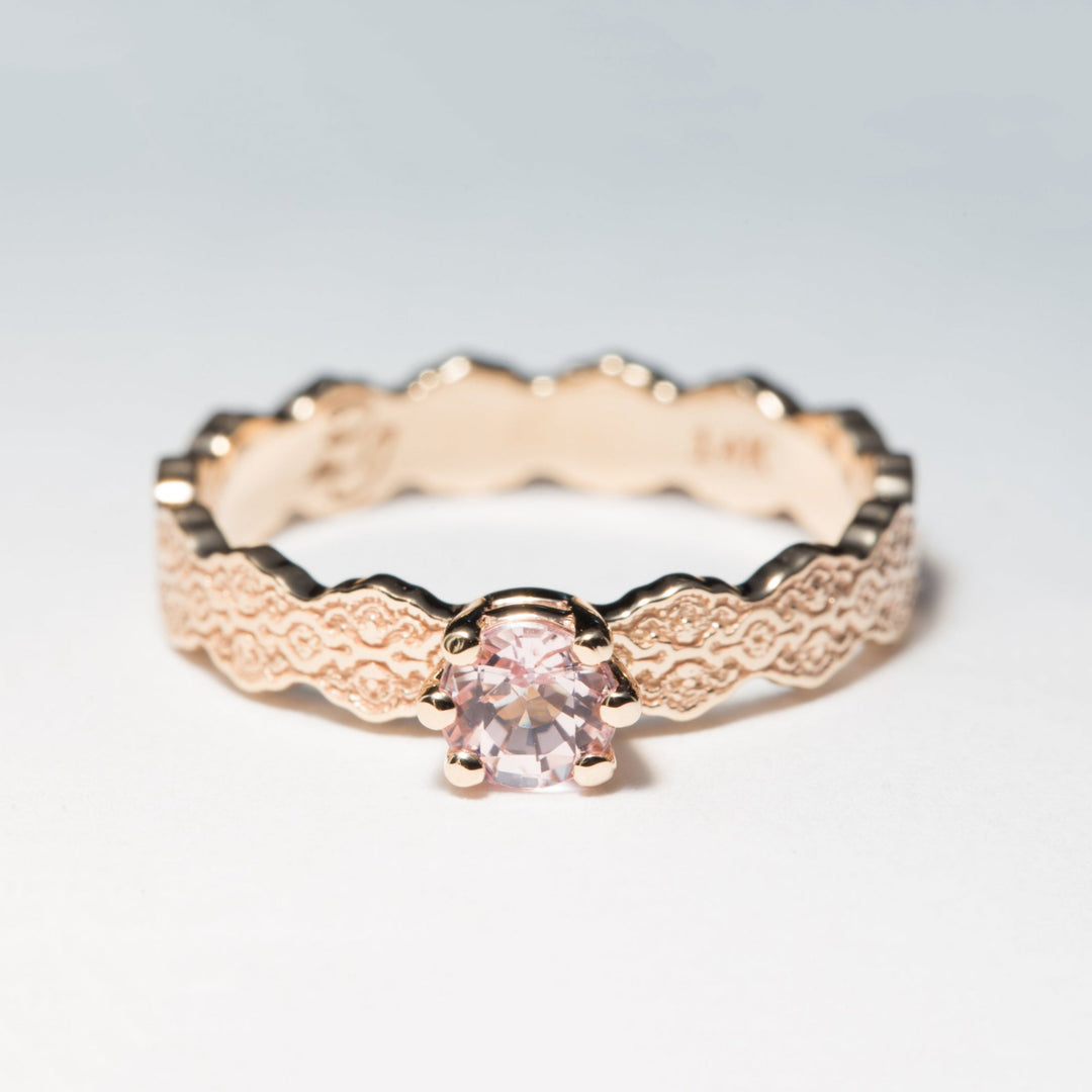 Aria Solitaire Lace Ring with a Pink Morganite - Size 5.5