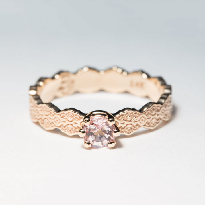Aria Solitaire Lace Ring with a Pink Morganite - Size 5.5