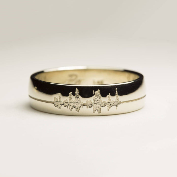 Personalized Sound Wave Wedding Band 6mm