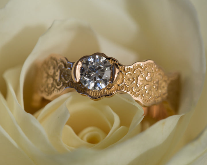 Devi Solitaire Diamond Lace Engagement Ring