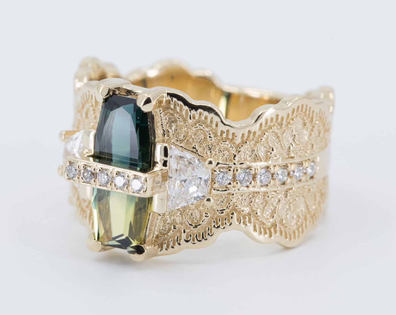 Custom One-of-a-Kind Parti Sapphire and Diamond Engagement Ring - DEPOSIT in 14K rose gold – view 2