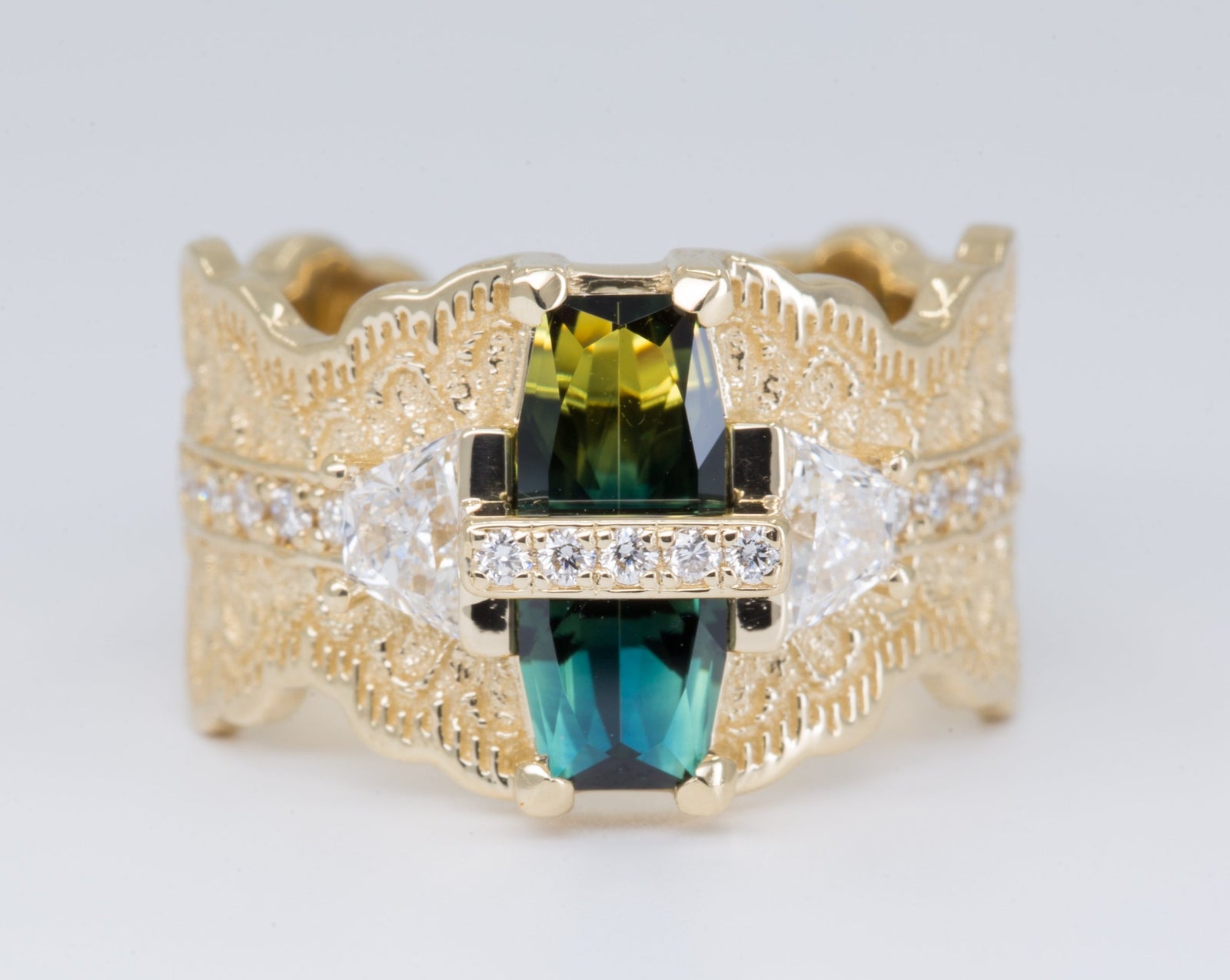 Custom One-of-a-Kind Parti Sapphire and Diamond Engagement Ring - DEPOSIT in 14K rose gold