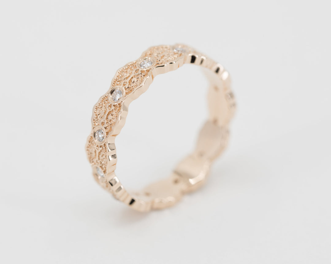 Aria Lace Wedding Ring with Eternity Diamonds