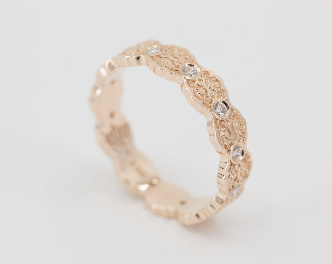 Aria Lace Wedding Ring with Eternity Diamonds