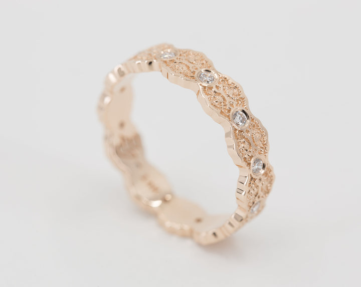 Aria Lace Wedding Ring with Eternity Diamonds