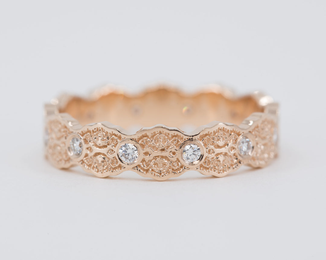 Aria Lace Wedding Ring with Eternity Diamonds
