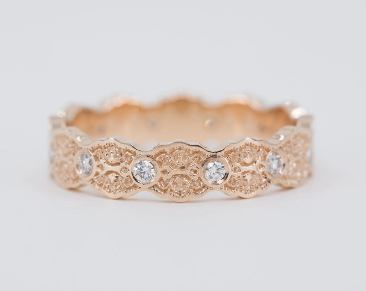 Aria Lace Wedding Ring with Eternity Diamonds