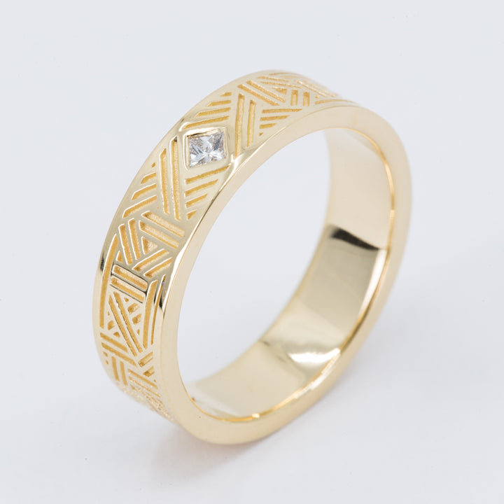 Orion Men's Wedding Band with Princess Cut Diamond