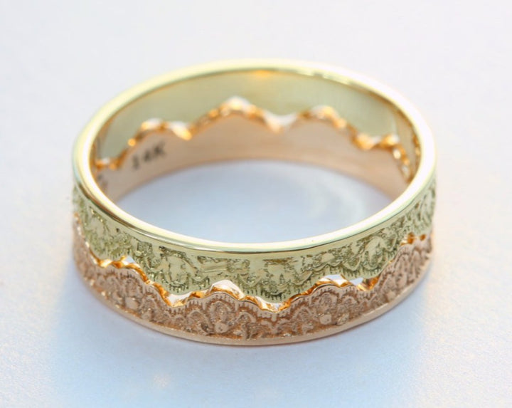 Maeve Lace Crown Wedding Bands