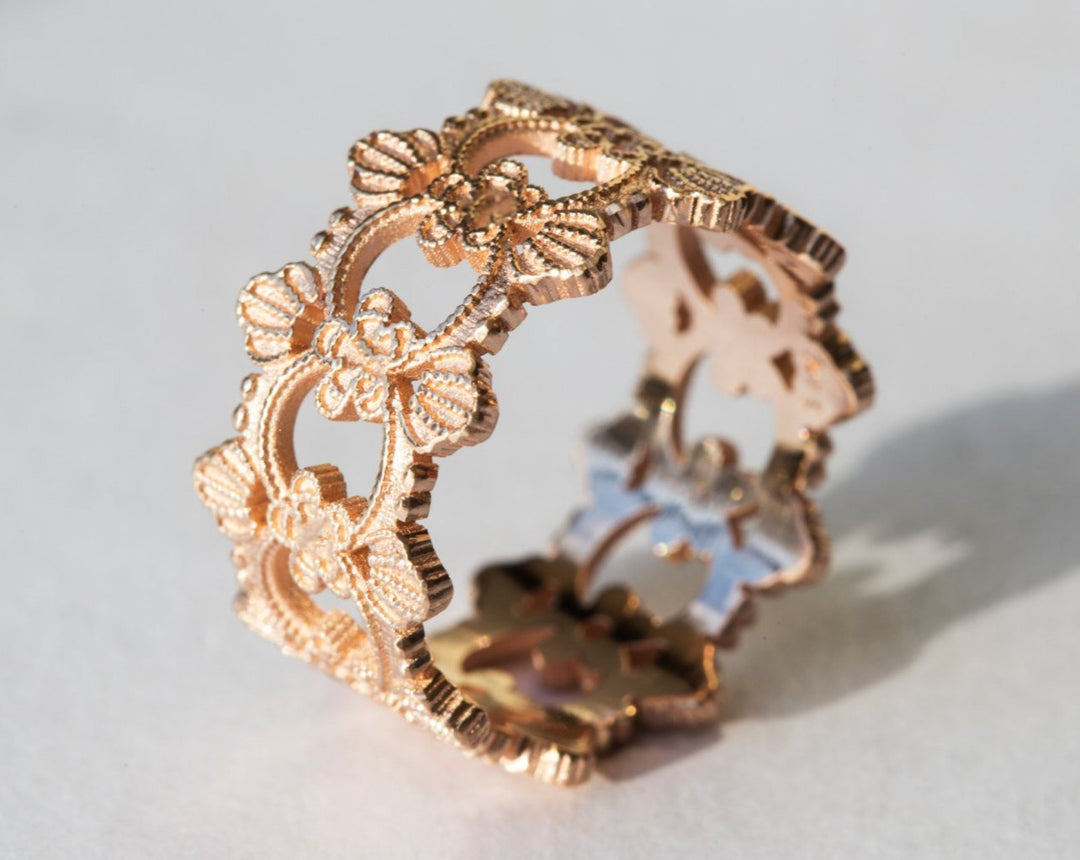 Aster Lace Flower Wedding Ring