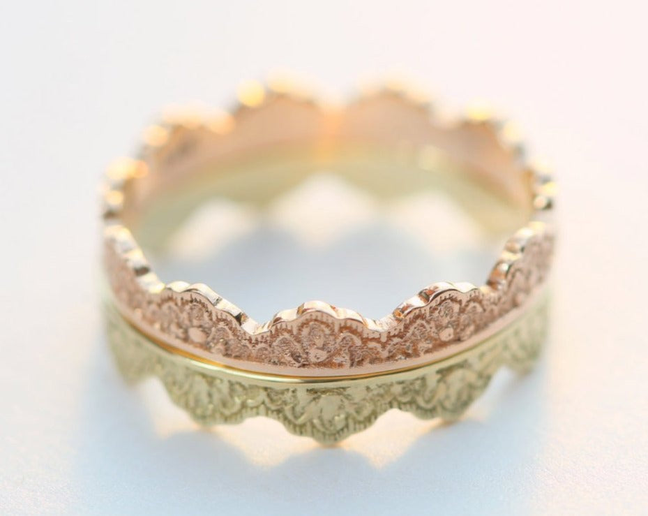 Maeve Lace Crown Wedding Bands