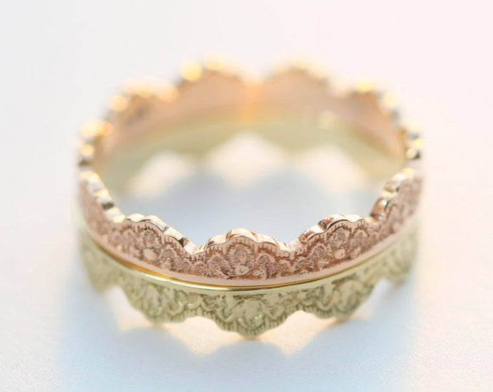 Maeve Lace Crown Wedding Bands