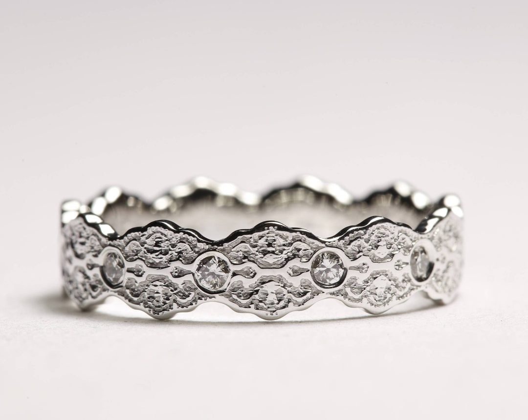 Aria Lace Wedding Ring with Eternity Diamonds