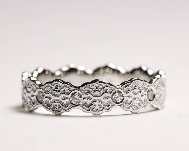 Aria Lace Wedding Ring with Eternity Diamonds
