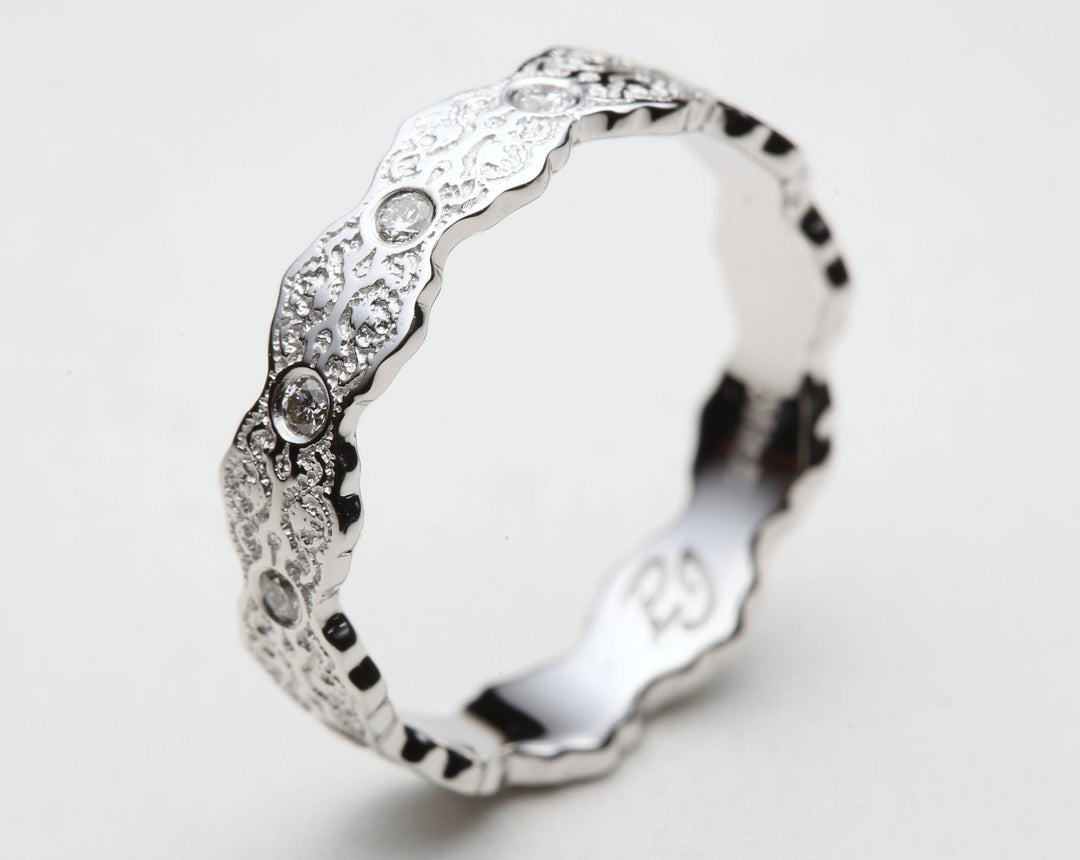 Aria Lace Wedding Ring with Eternity Diamonds