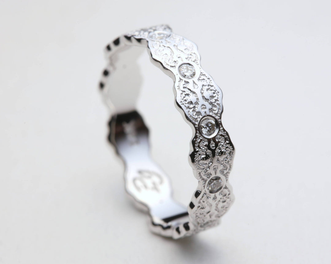 Aria Lace Wedding Ring with Eternity Diamonds