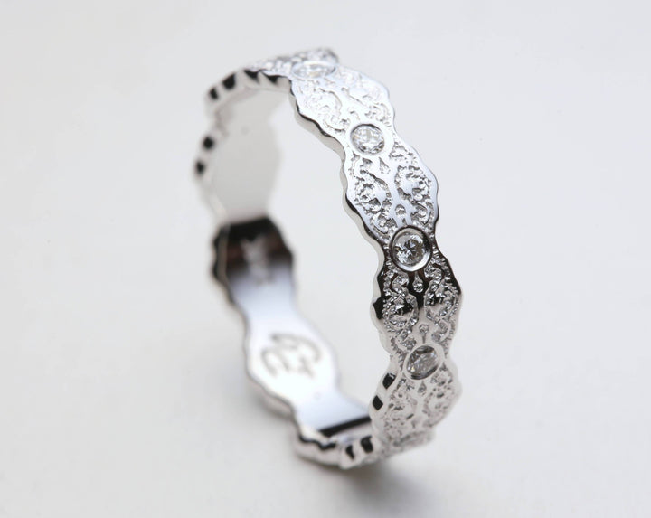 Aria Lace Wedding Ring with Eternity Diamonds