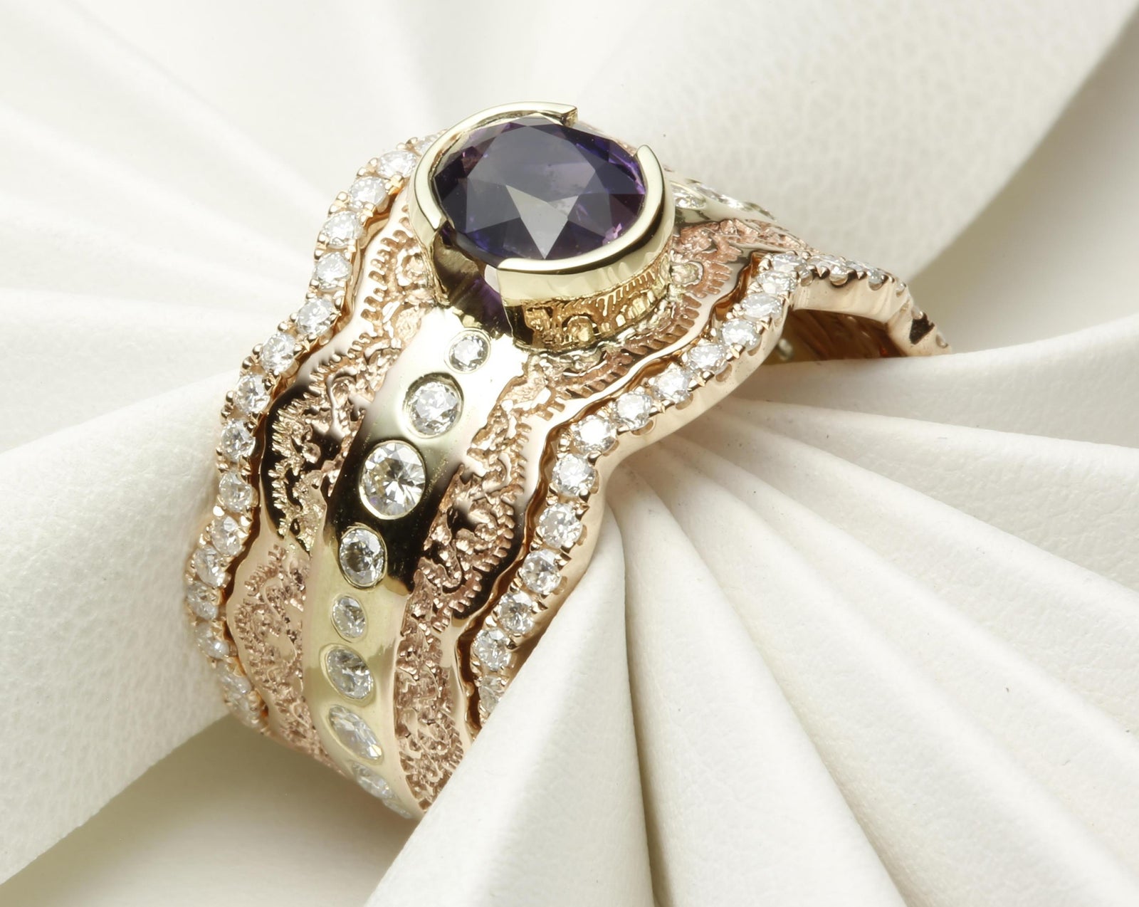 Sapphire and Diamond Engagement Ring Set – view 2