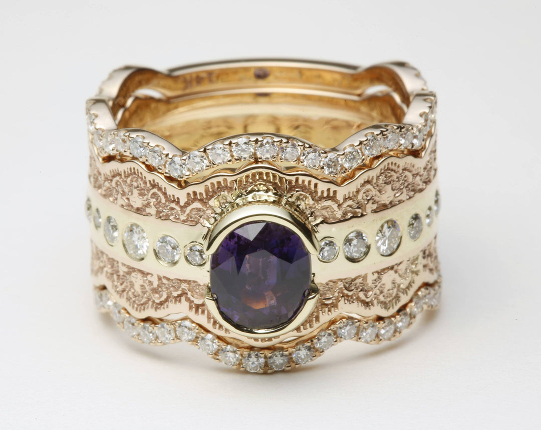 Sapphire and Diamond Engagement Ring Set