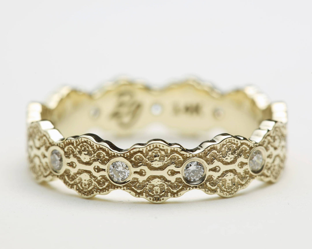 Aria Lace Wedding Ring with Eternity Diamonds