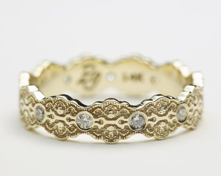 Aria Lace Wedding Ring with Eternity Diamonds