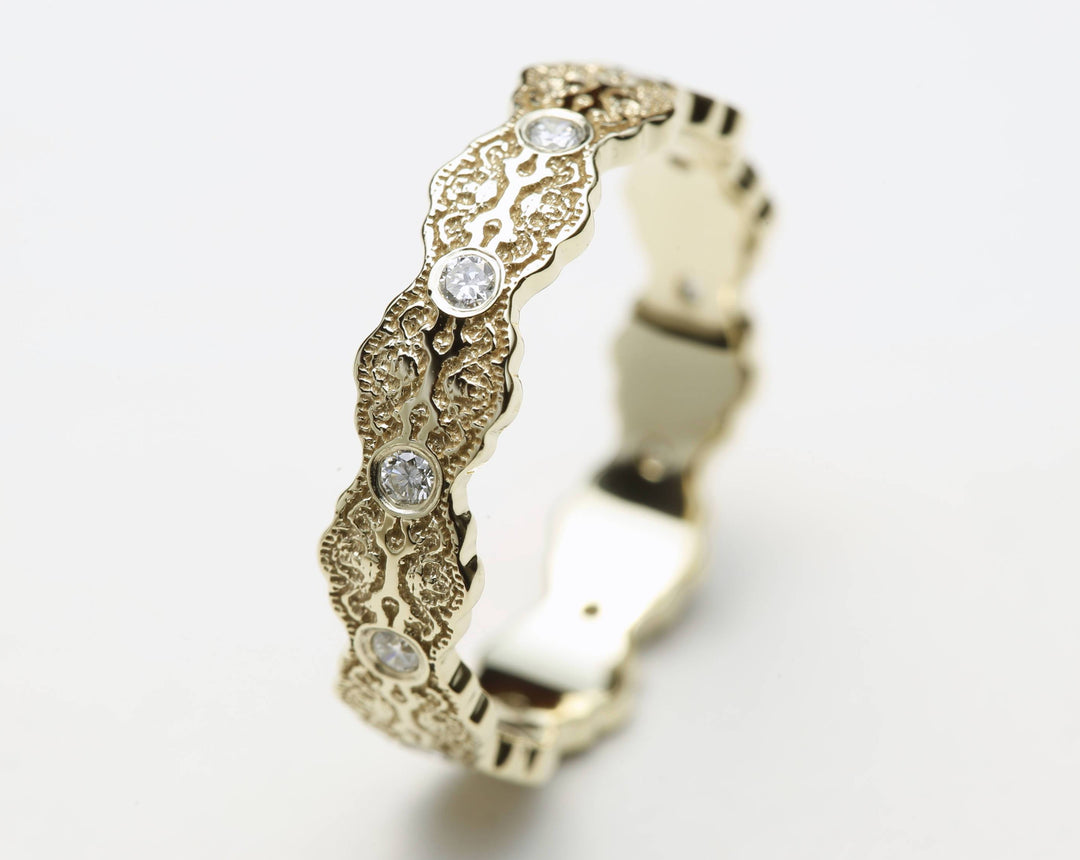 Aria Lace Wedding Ring with Eternity Diamonds