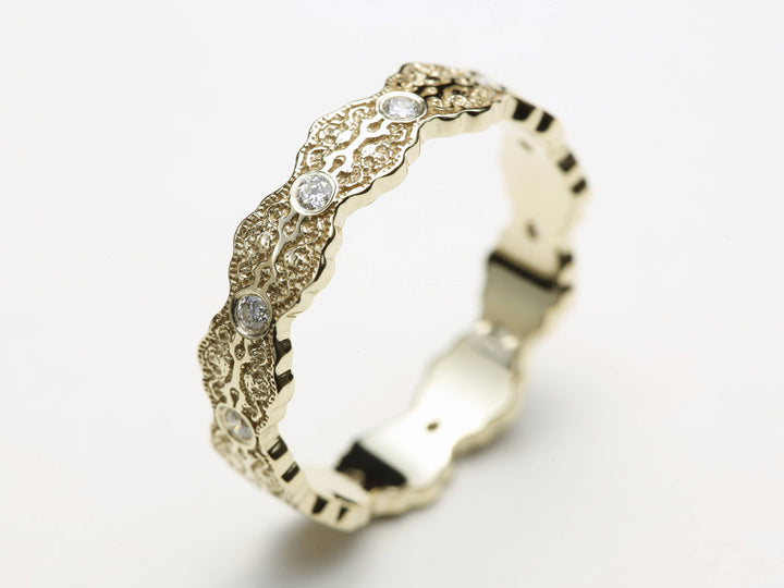 Aria Lace Wedding Ring with Eternity Diamonds