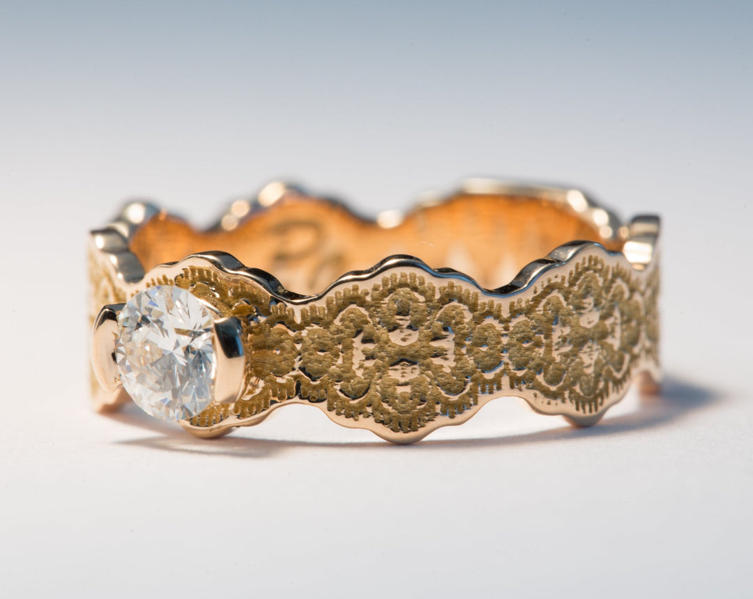 Devi Solitaire Diamond Lace Engagement Ring