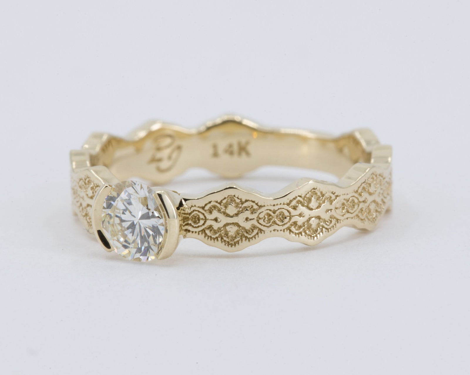 0.50 ct Diamond Solitaire Lace Engagement Ring – view 2