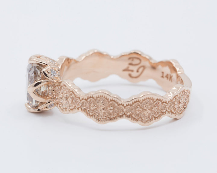 Lace and Floral Engagement Ring - Setting Only