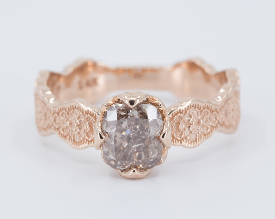 Lace and Floral Engagement Ring - Setting Only
