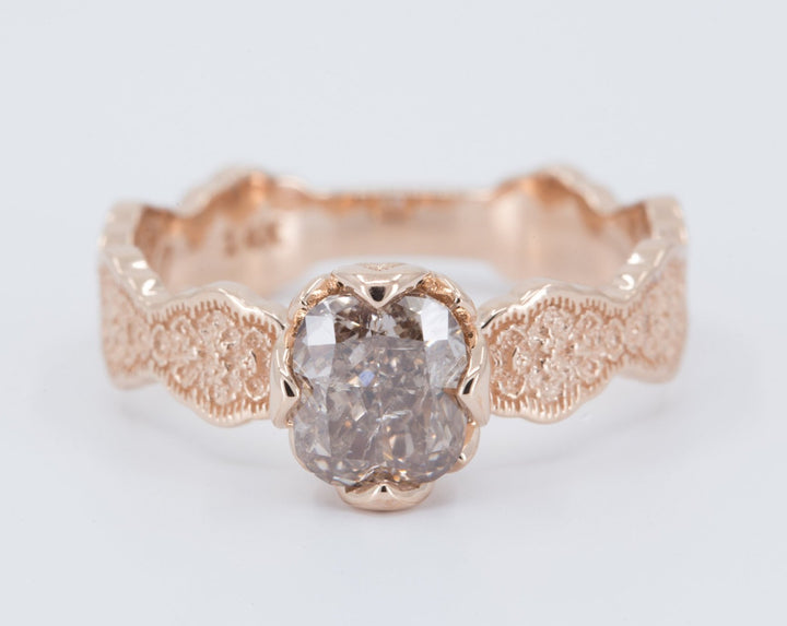 Lace and Floral Engagement Ring - Setting Only