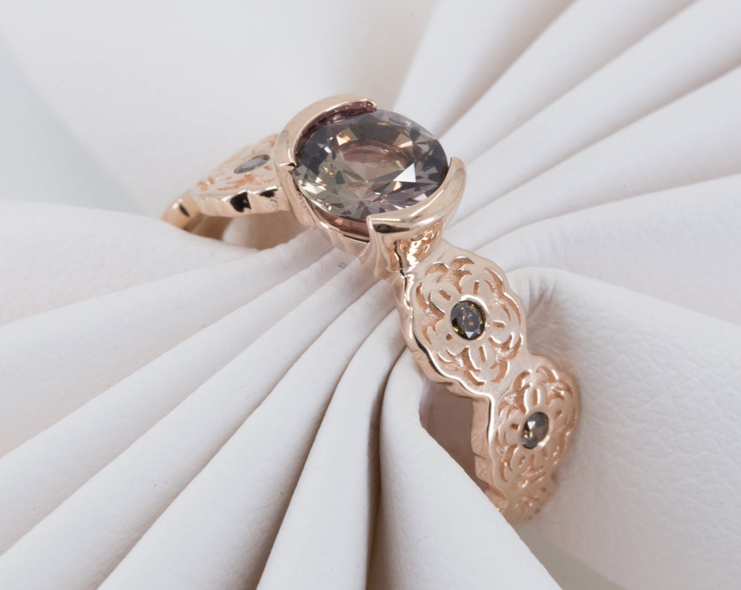 Solitaire Cherry Blossom Engagement Ring - Setting Only