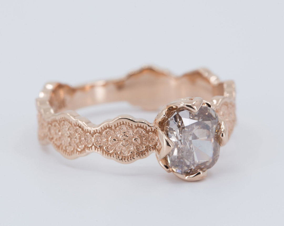 Lace and Floral Engagement Ring - Setting Only