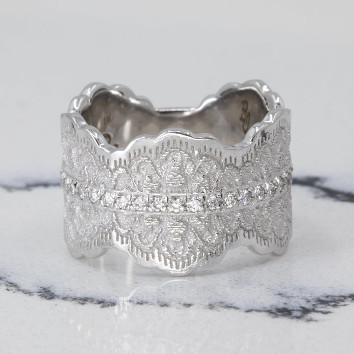 Gia Lace Wedding Ring with Half Eternity Diamonds