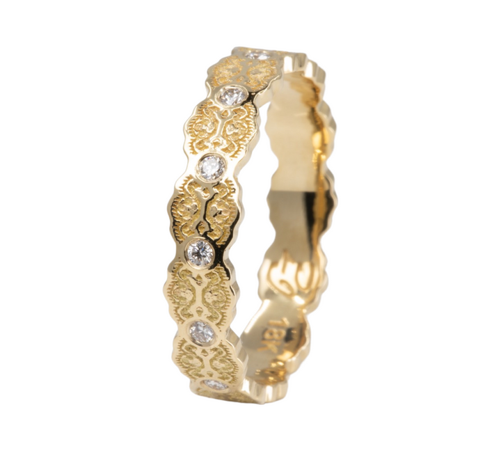 Aria Lace Wedding Ring with Eternity Diamonds