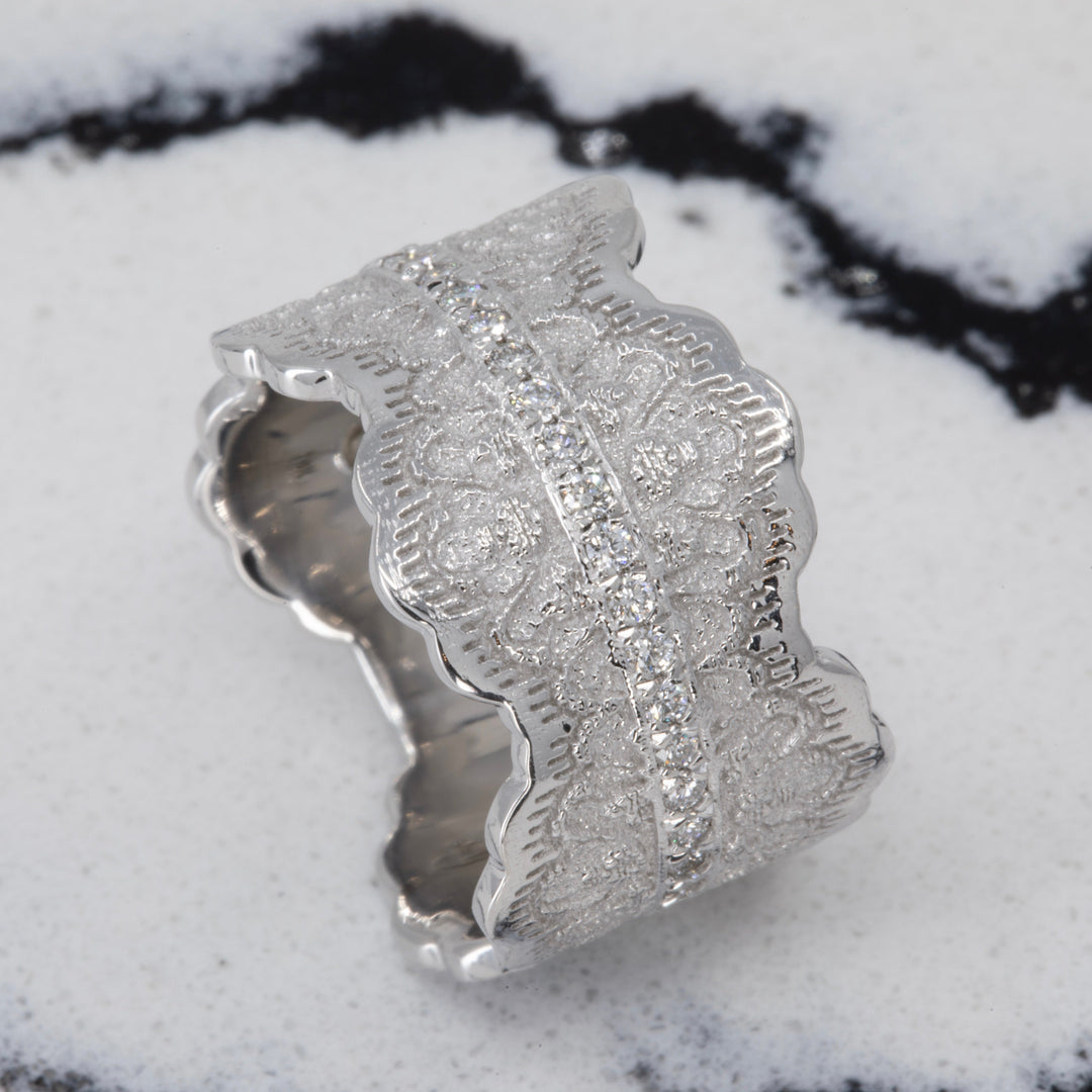 Gia Lace Wedding Ring with Half Eternity Diamonds